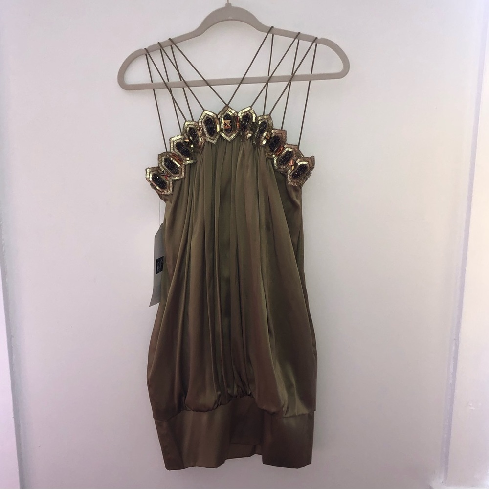 Marc Bouwer Glamiti Gold Silk Dress